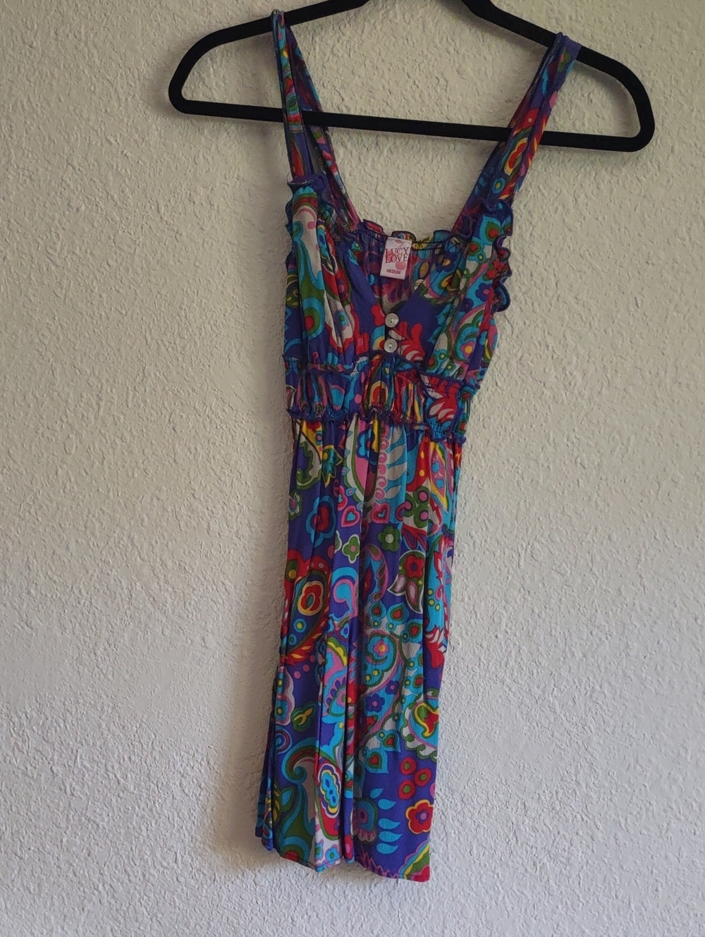 Y2K Lucy Love Purple Multicolor Paisley Button-Front Dress